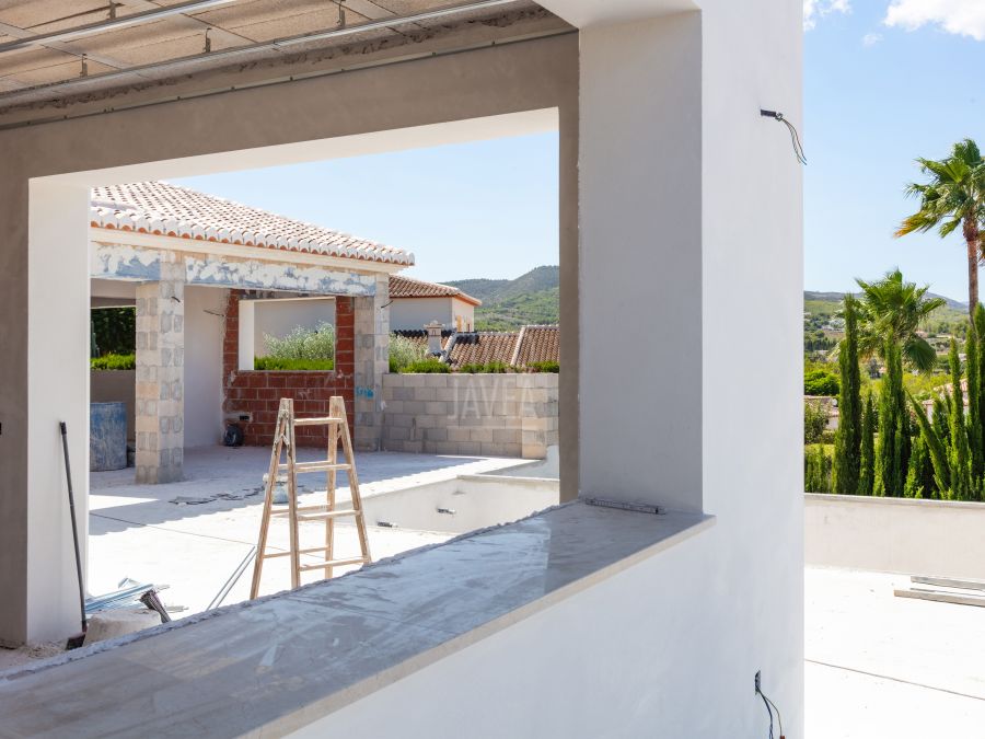 Villa Paros de plain-pied en construction avec vue dégagée sur le Montgó