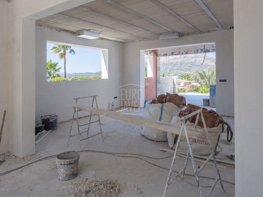 Villa Paros de plain-pied en construction avec vue dégagée sur le Montgó