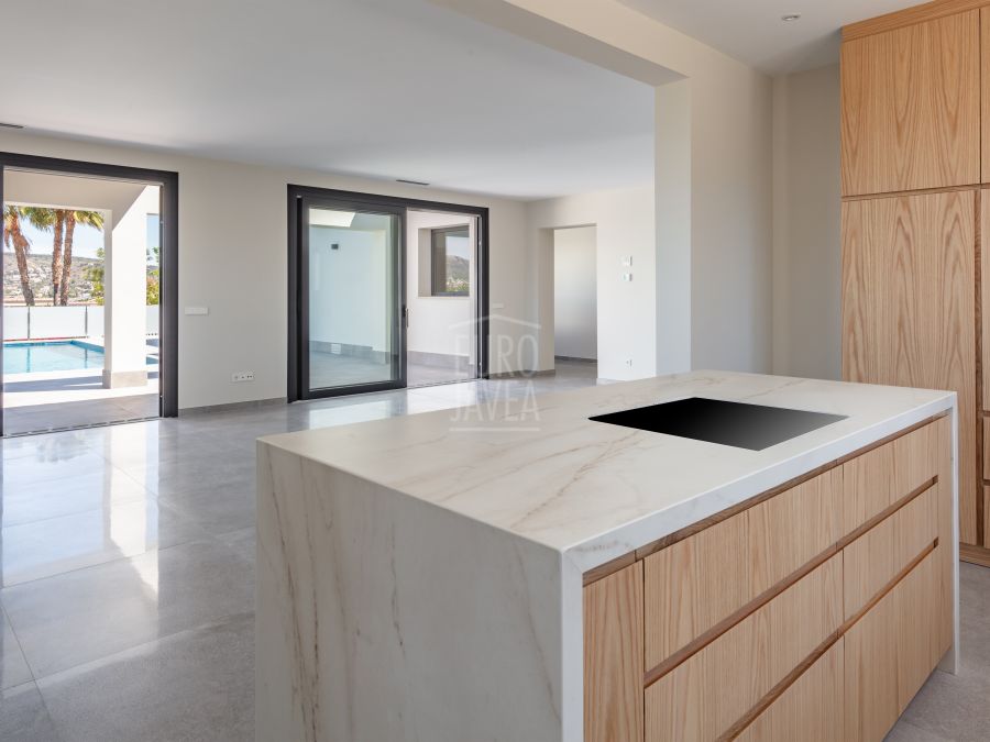 Villa Paros de plain-pied en construction avec vue dégagée sur le Montgó