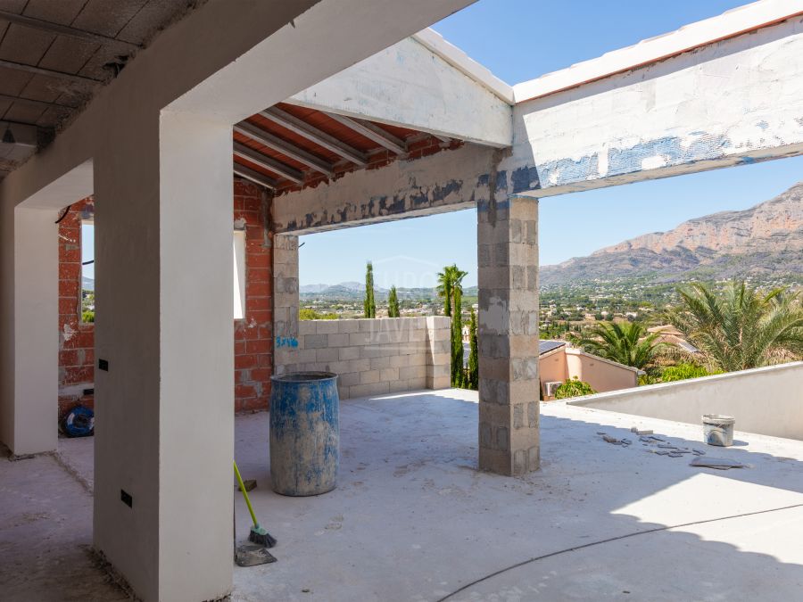 Villa Paros de plain-pied en construction avec vue dégagée sur le Montgó