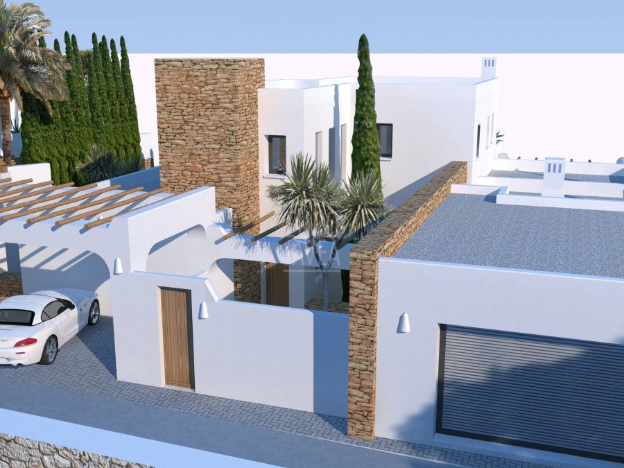 Luxueux complexe de villas de style ibicenco, à quelques pas de la mer à Moraira