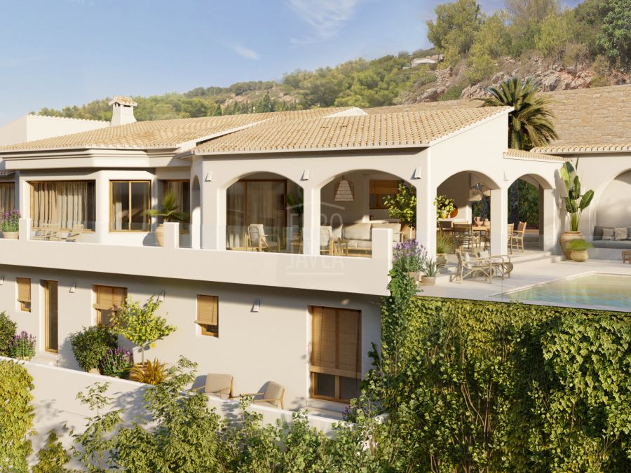 Luxueuse villa de style méditerranéen à vendre à Jávea dans la région de Puchol, avec vue panoramique sur la mer