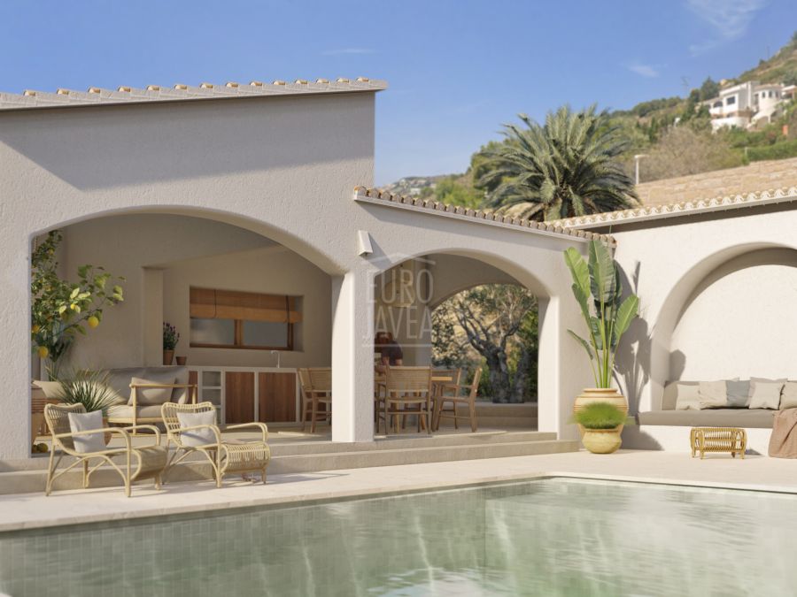 Luxueuse villa de style méditerranéen à vendre à Jávea dans la région de Puchol, avec vue panoramique sur la mer