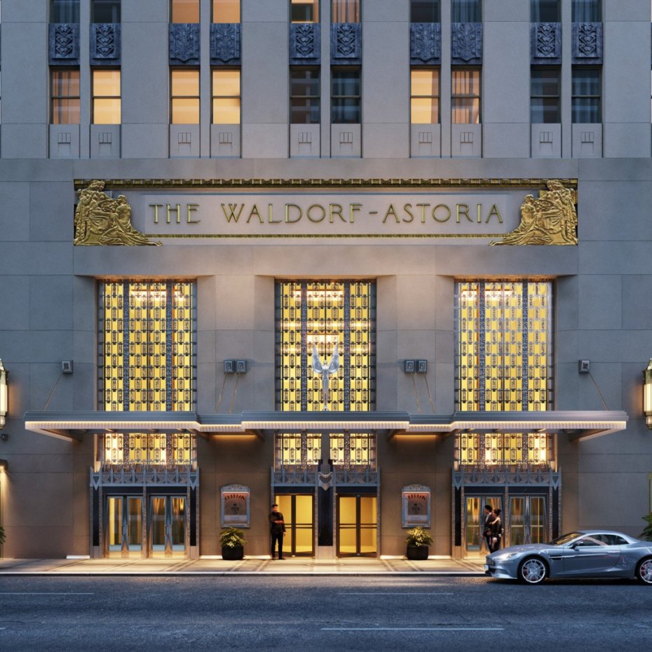 Waldorf Astoria - Park Avenue Residential Entrance, New York, USA.