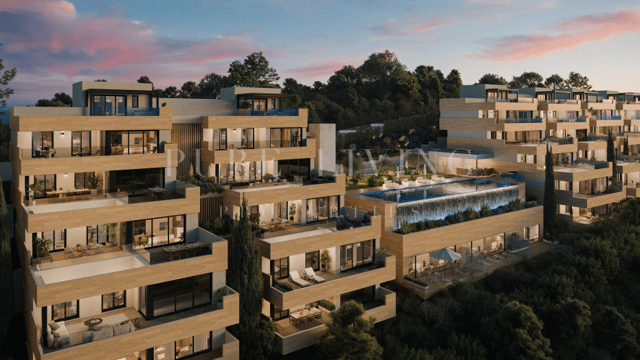 Appartement moderne de deux chambres avec vue panoramique sur la mer, situé dans le prestigieux Altos de Los Monteros