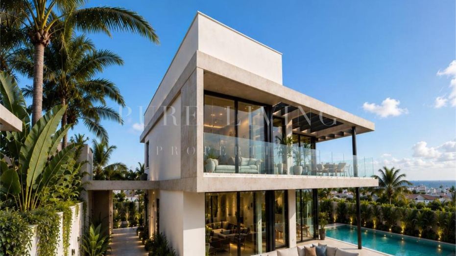 Gloednieuwe eigentijdse villa met 4 slaapkamers, panoramisch zeezicht & privézwembad in Nueva Andalucia