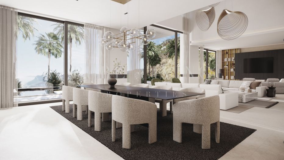 Spectaculaire villa moderne de construction récente avec six chambres et vue sur la mer.