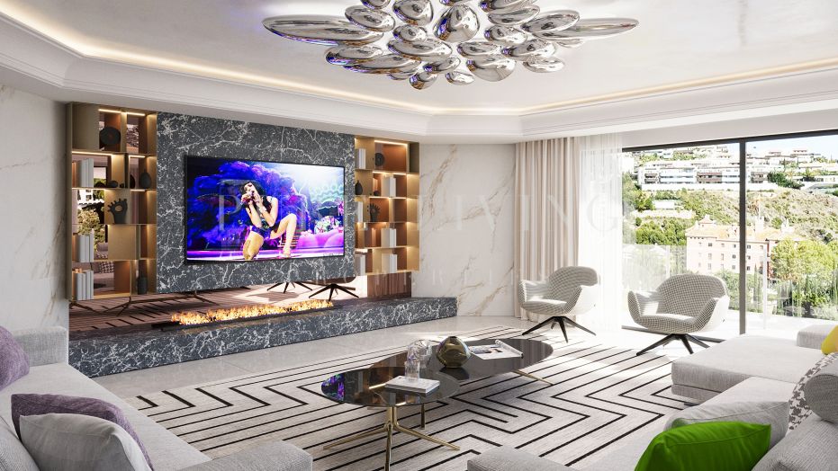 Prachtige frontline golf villa met zeezicht in Los Flamingos Golf