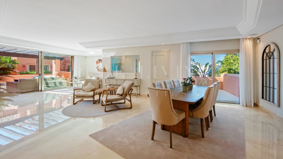 Elegant Frontline Beach Duplex Penthouse with Panoramic Sea Views in La Morera, Marbella East