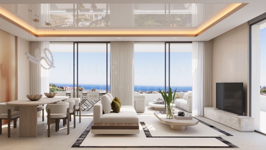 Contemporary 2 bedroom frontline golf apartment with breathtaking sea views, located in Calanova Golf