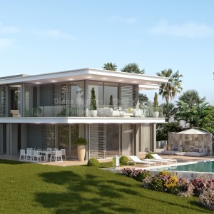 Cabopino, Moderne Villa mit Meer- und Golfblick