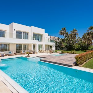 Beach Side Golden Mile, Beachfront villa with sea views for sale in Marbella