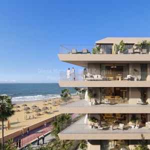 Manilva Beach, Vier-Zimmer-Wohnung in einer Anlage direkt am Strand mit Meerblick