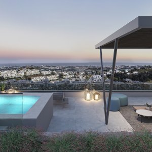 Las Colinas de Marbella, Penthouse mit großer Sonnenterrasse und privatem Swimmingpool mit Panoramablick