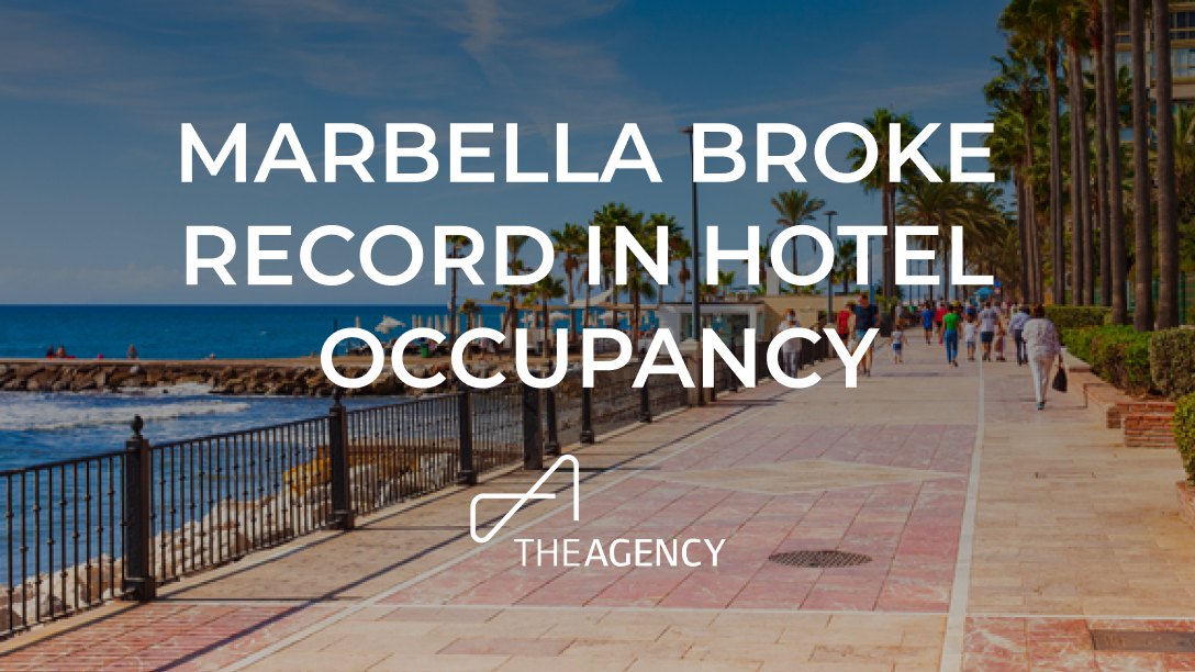 Marbella scene with text overaly 'Marbella Broke Record in Hotel Occupancy' - featured image for the article 