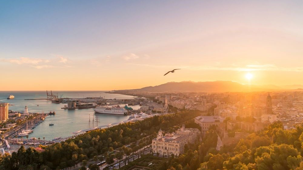 sunset from Gibralfaro Castle, Malaga, Spain - featured image for the article