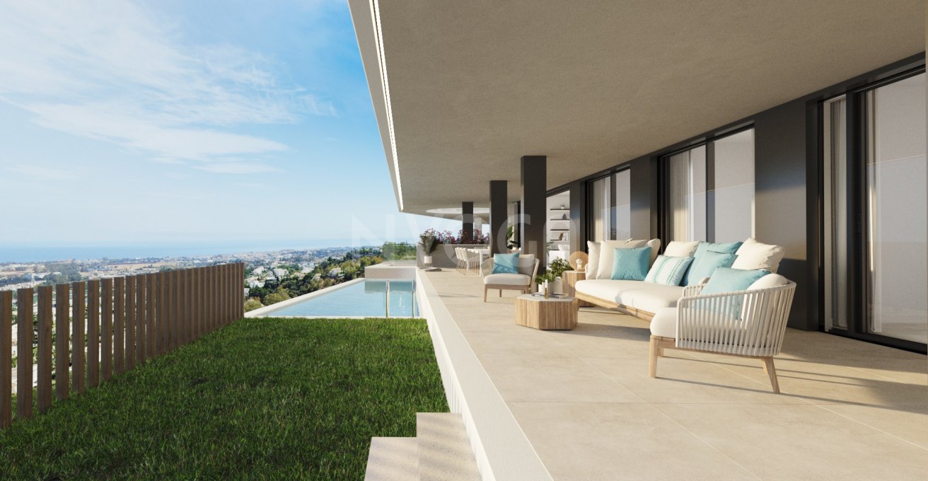 OBRA COMENZADA!!! Apartamento de 3 dormitorios de nueva construcción con vistas panorámicas al mar y a la costa, sobre el Valle del Golf