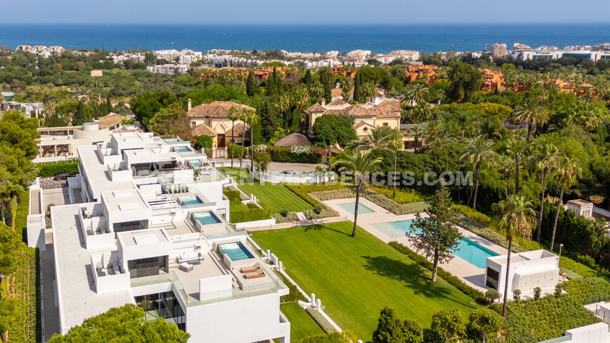 Spectacular contemporary villa in Nueva Andalucía featuring rooftop pool and outdoor cinema with sea views