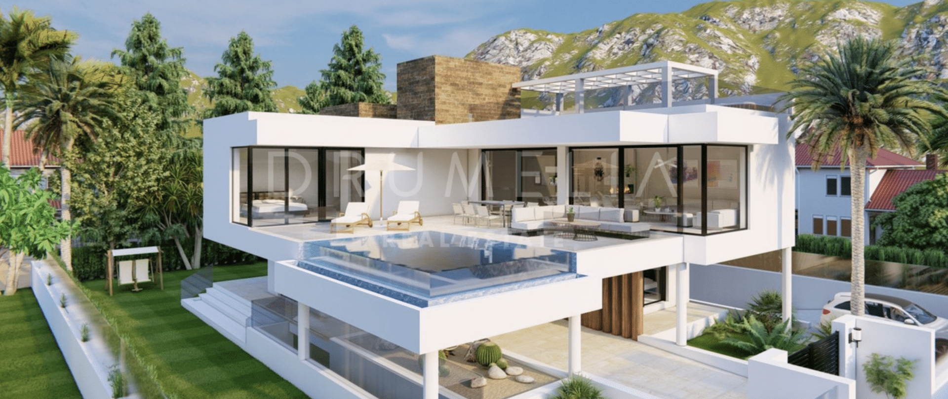 Nieuw- Merk 6- Bed Villa met prive zwembad en loopafstand van het strand in Marbesa- Oost Marbella