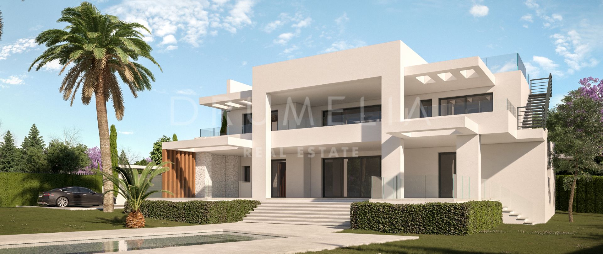 Ny modern strandvilla med havsutsikt och separat lägenhet, Marbella Öst