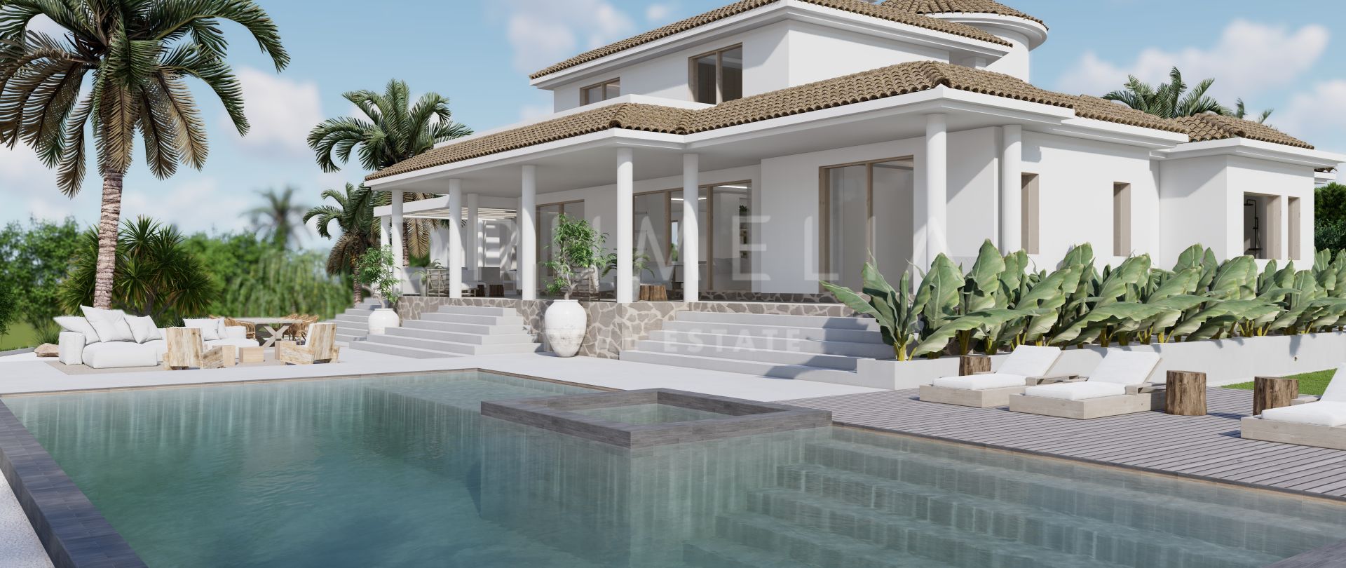 Wunderschöne mediterrane Luxusvilla zum Verkauf mit Renovierungsprojekt in El Paraiso