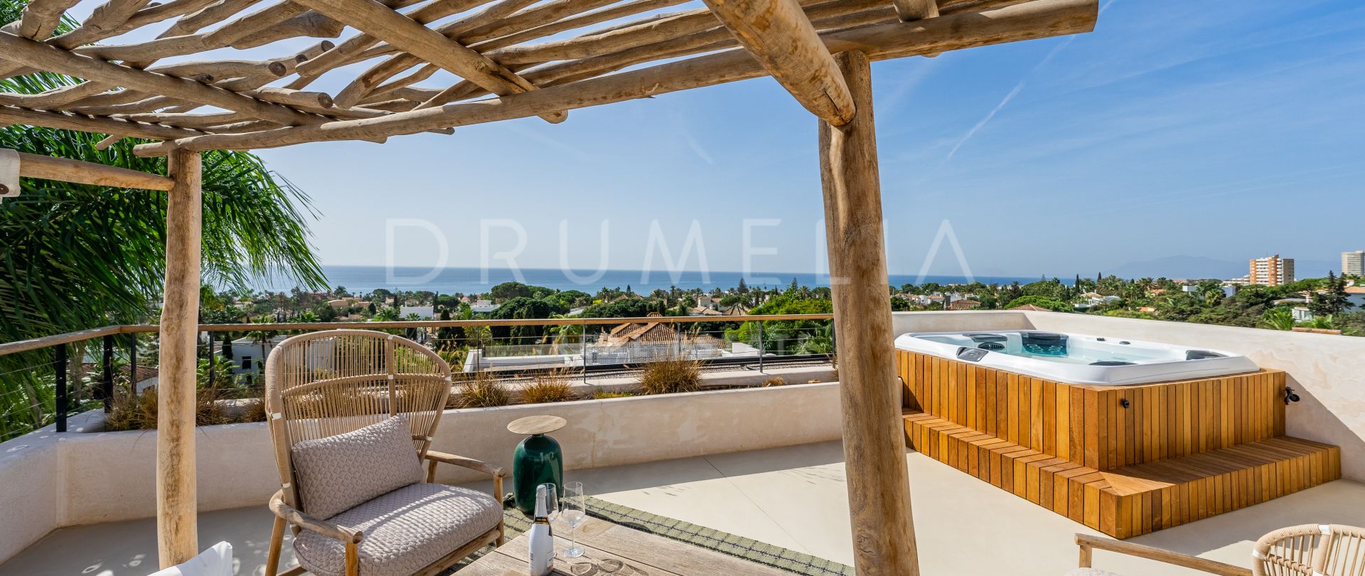 Charming villa with an exotic resort-like ambiance and stunning sea views in Marbesa