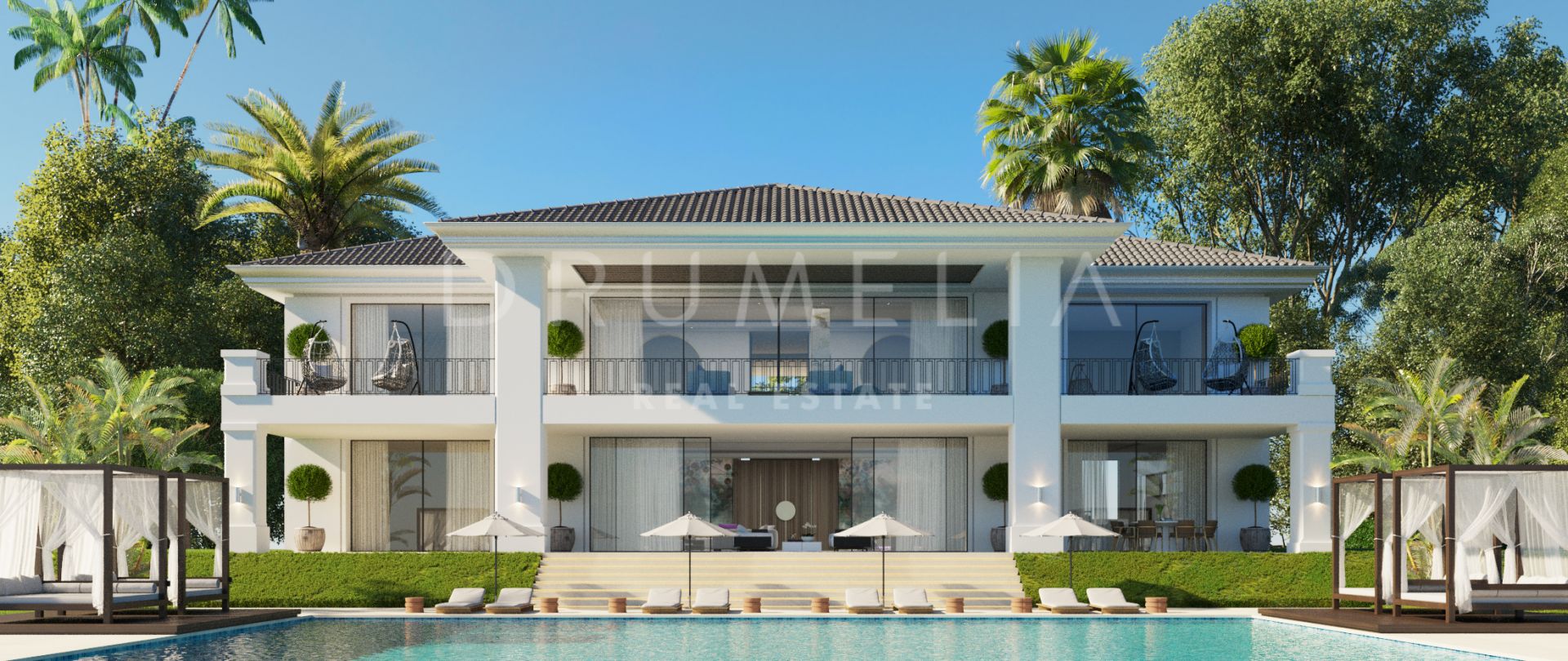 Belle villa de luxe moderne et neuve en première ligne de golf à vendre à La Alqueria, Benahavis.