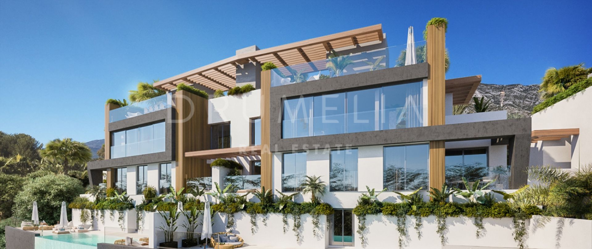 Nieuwe schitterende moderne halfvrijstaande luxe villa (project), Benahavis