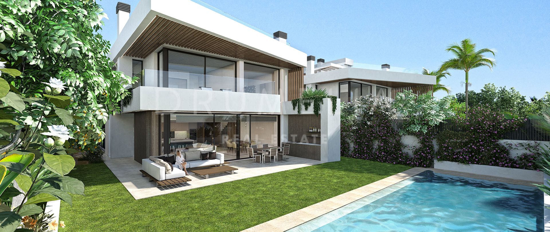 Moderno proyecto de villa de alta gama con servicios de lujo y toques vanguardistas en Puerto Banús,Marbella