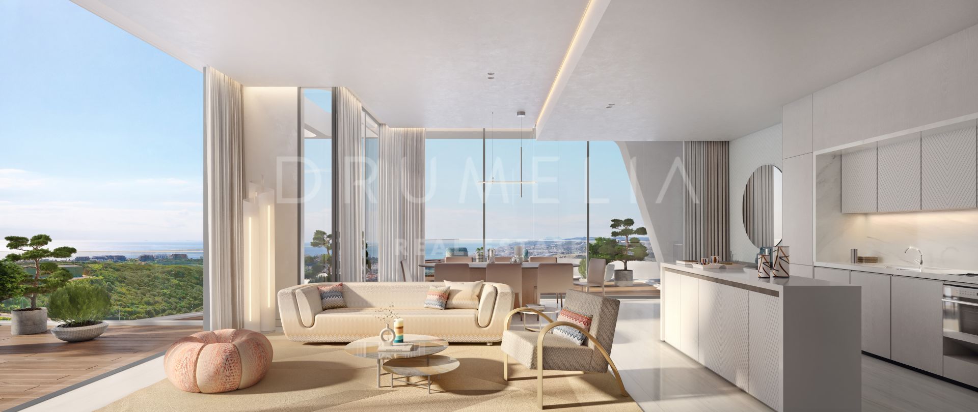 Niezwykły, zupełnie nowy, luksusowy, designerski apartament z widokiem na morze w Finca Cortesin, Casares