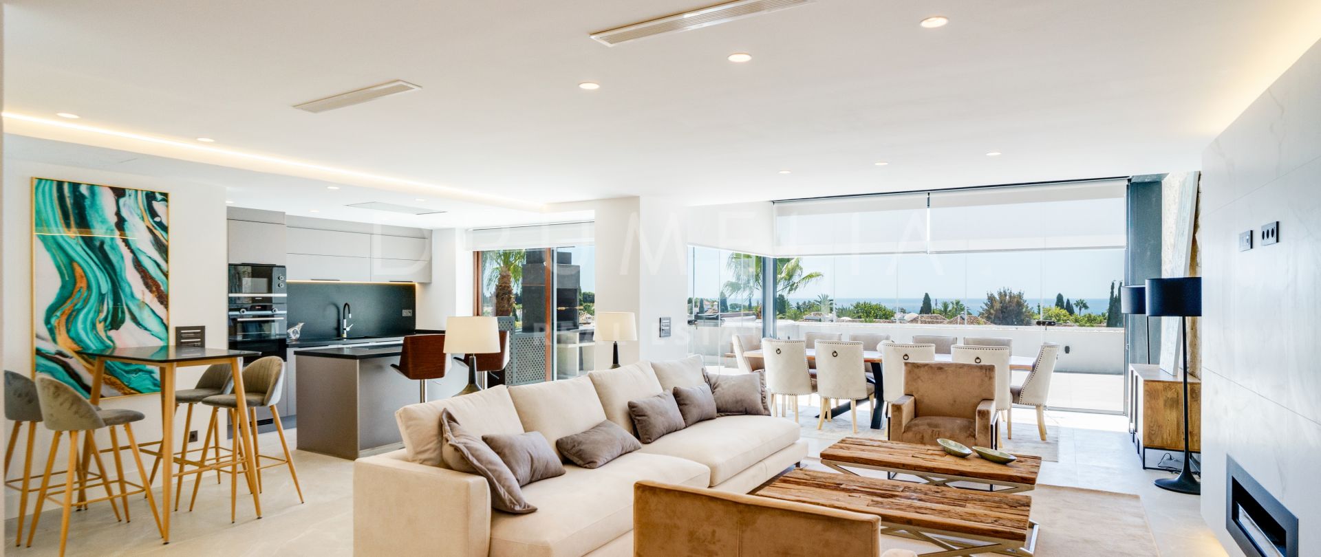 Renovated stylish luxury modern duplex penthouse with panoramic sea views, Marbella Golden Mile.