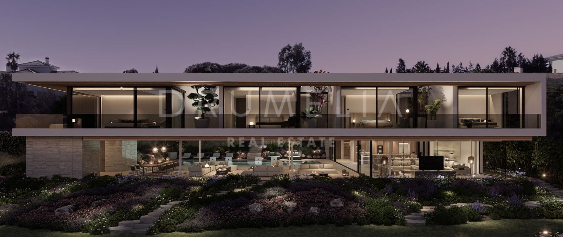 Luxe moderne designvilla met adembenemend uitzicht op de golfbaan en de natuur in La Reserva- Sotogrande