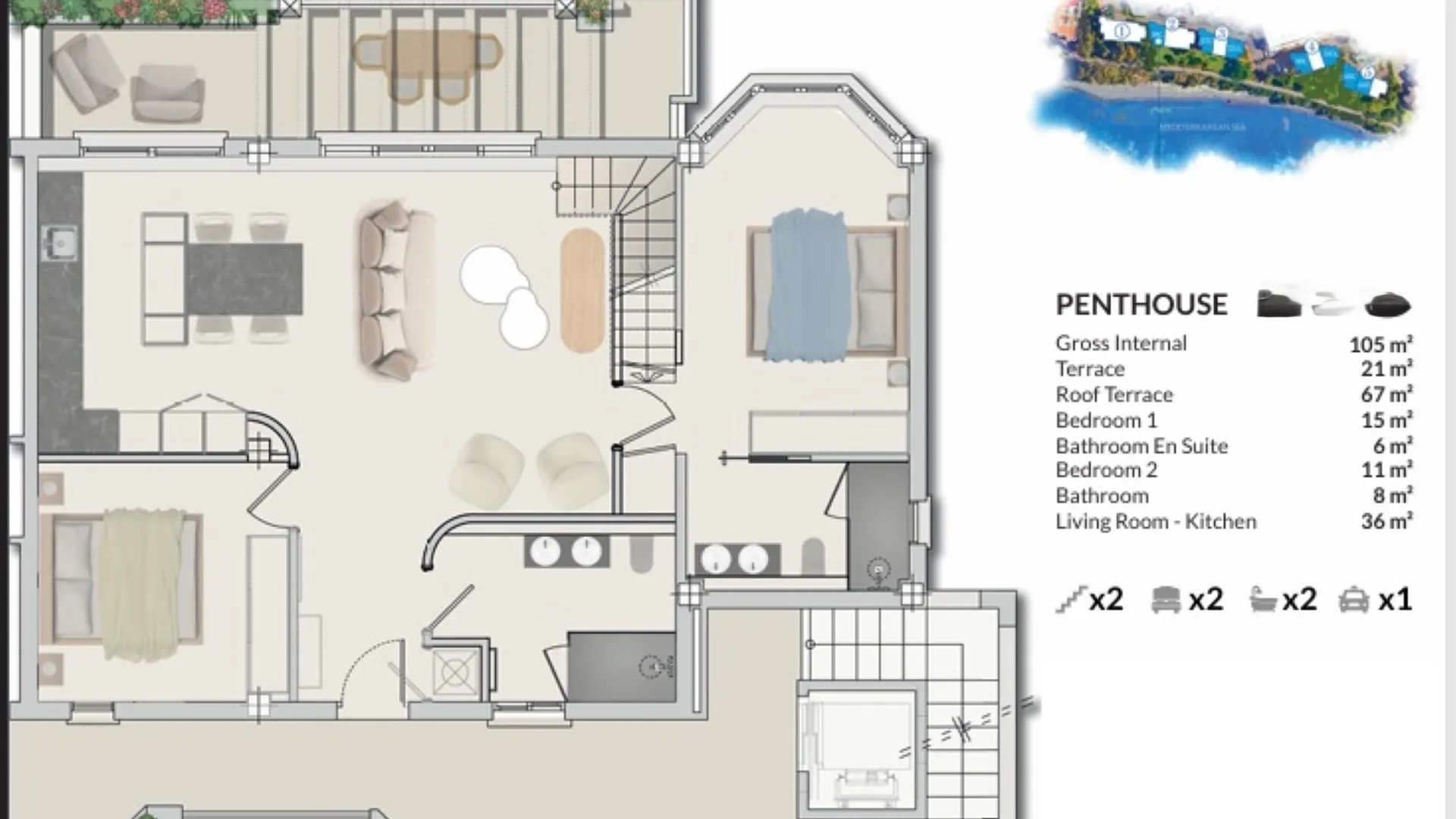 For sale duplex penthouse in Punta Plata