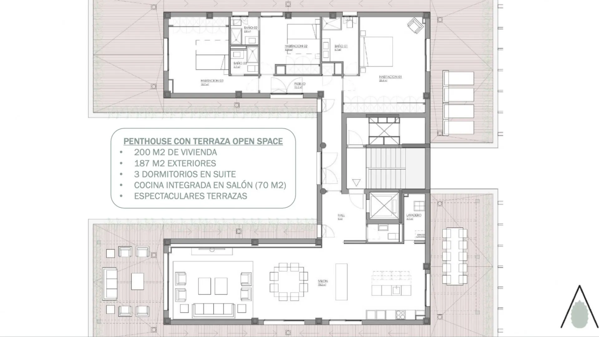 For sale 3 bedrooms penthouse in Senda Chica