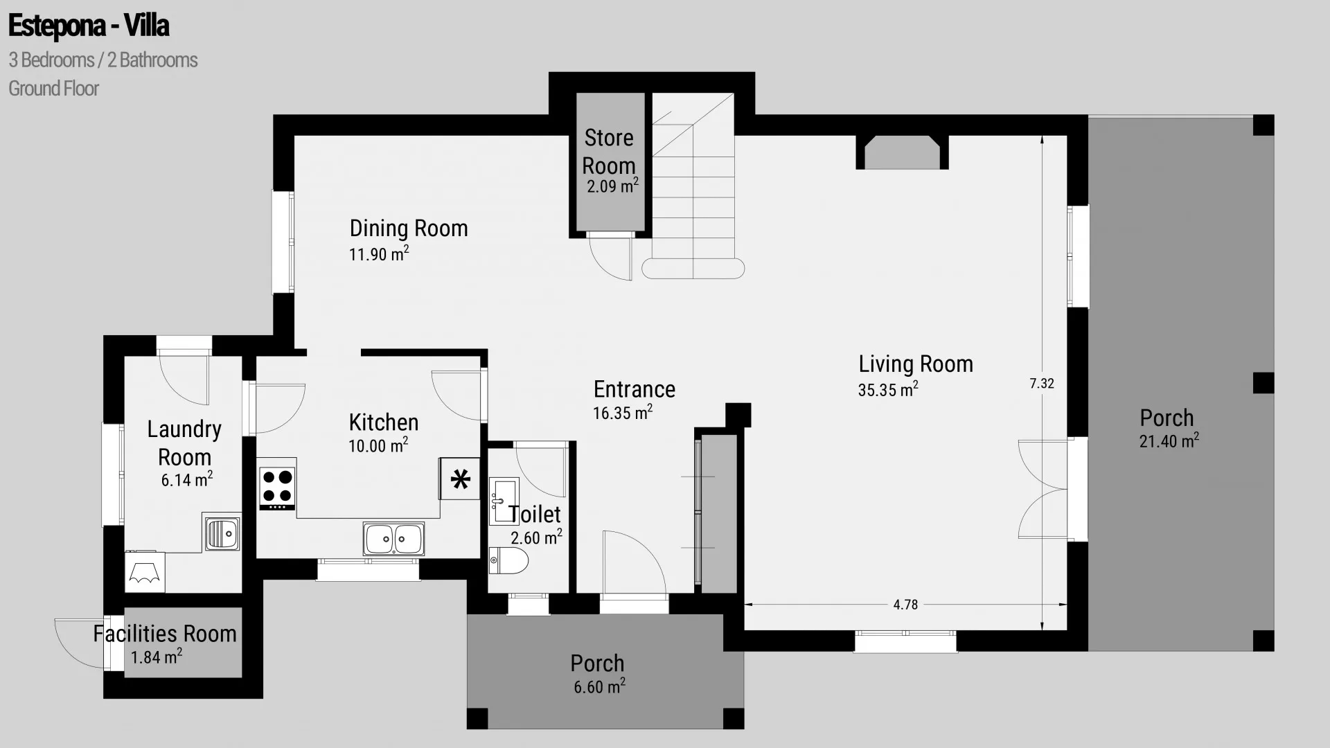 Villa de 3 dormitorios en venta en Monte Biarritz