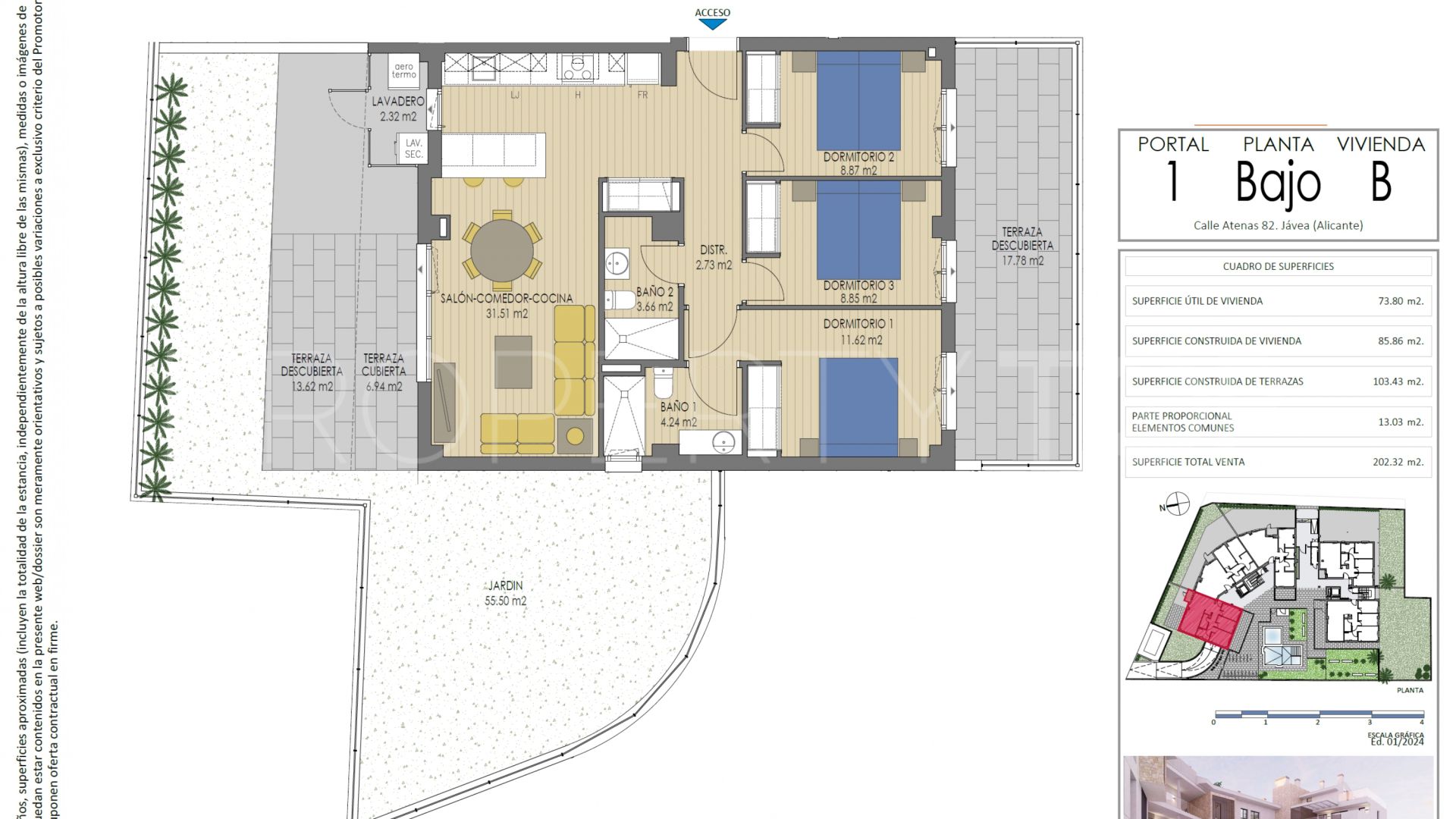 Comprar apartamento planta baja en Cala Blanca de 3 dormitorios