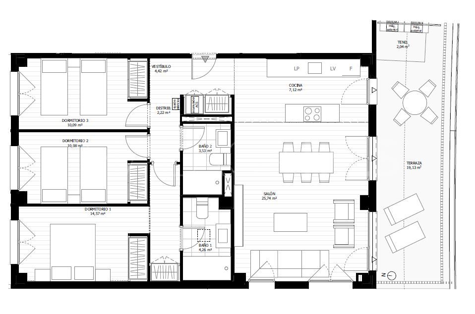 Se vende apartamento with 3 bedrooms in El Chaparral