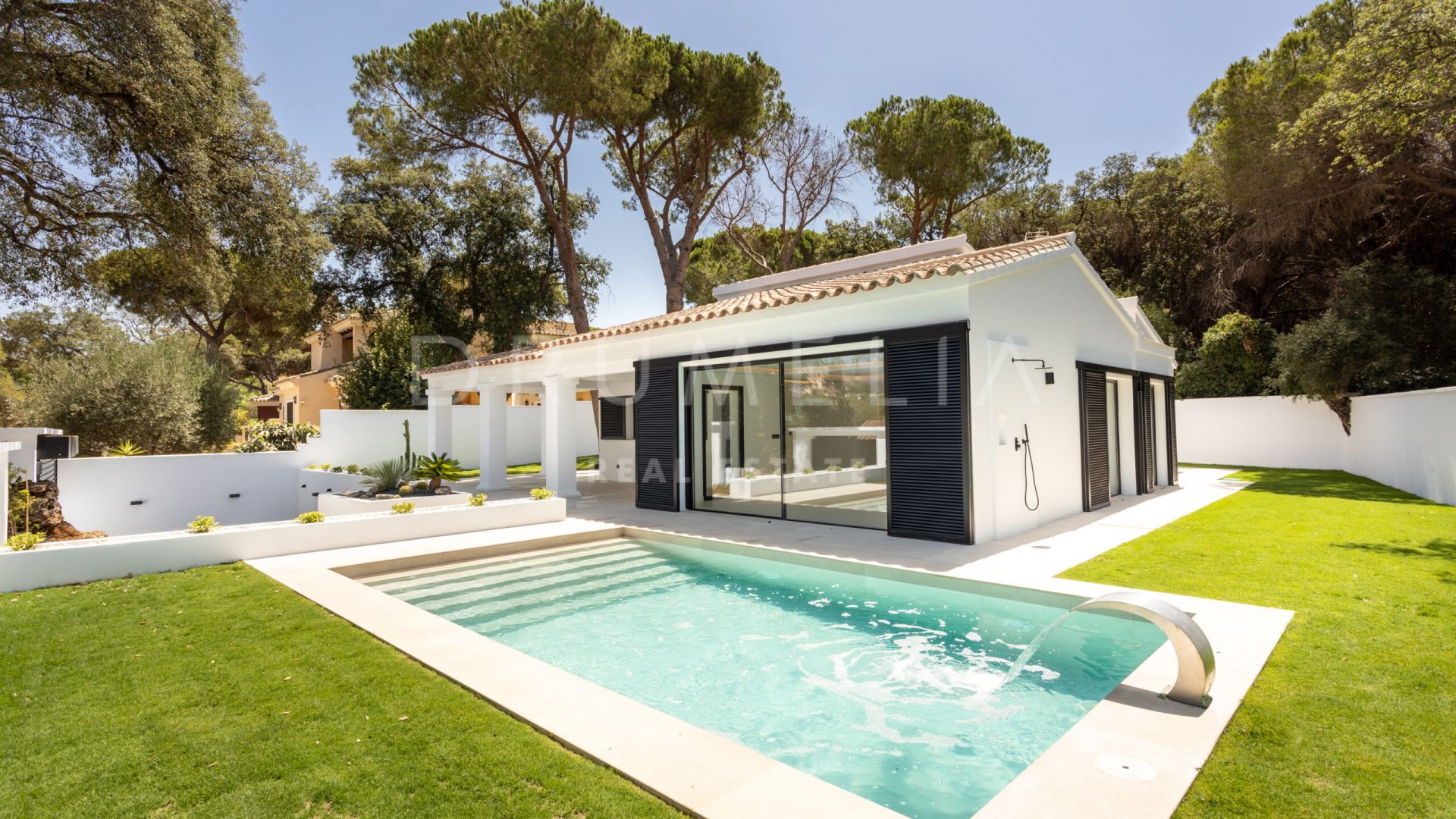 Charming Mediterranean luxury villa close to the beach in popular area of Elviria, East of Marbella.