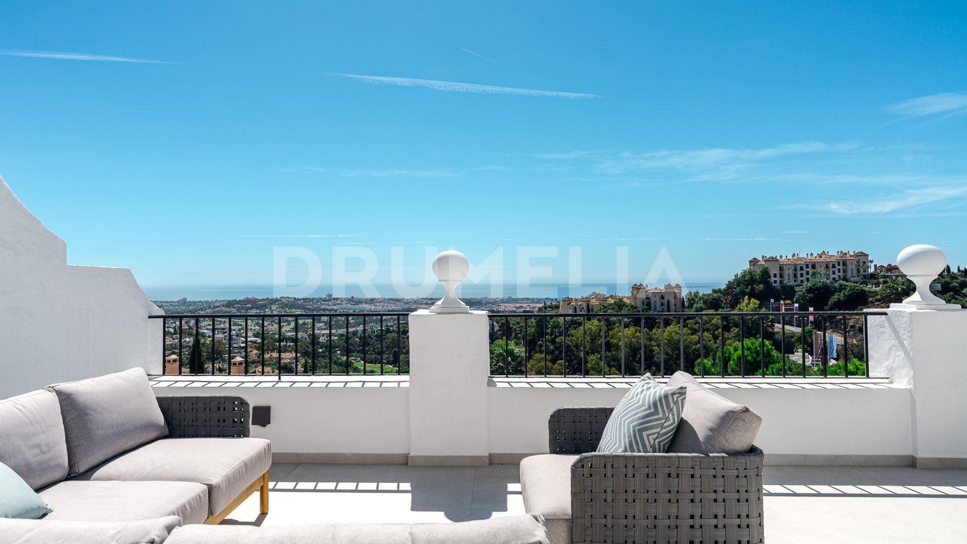 Fully renovated sophisticated duplex penthouse with panoramic sea views in Las Colinas de Marbella, Benahavís.