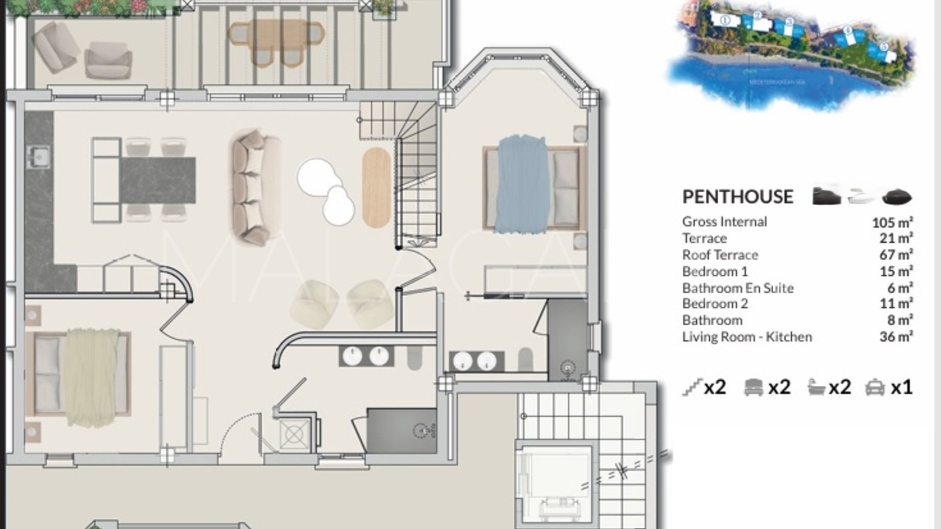 Zweistöckiges penthouse for sale in Punta Plata