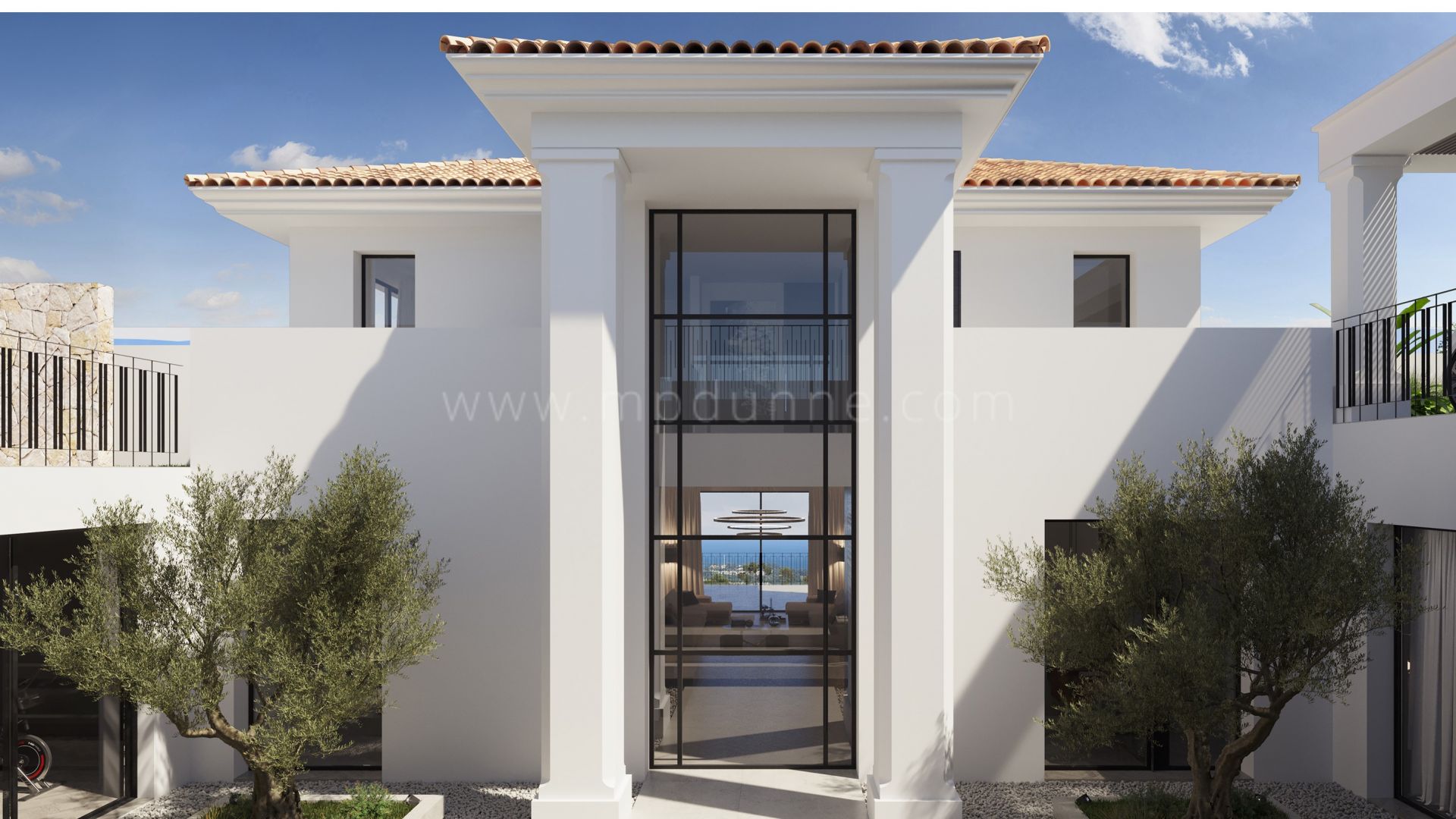 Villa de estilo andaluz en construcción con vistas panorámicas en Benahavis