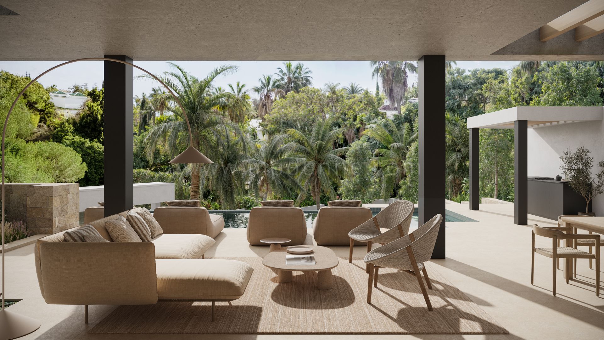 Villa moderna con terraza en la azotea en la Milla de Oro de Marbella