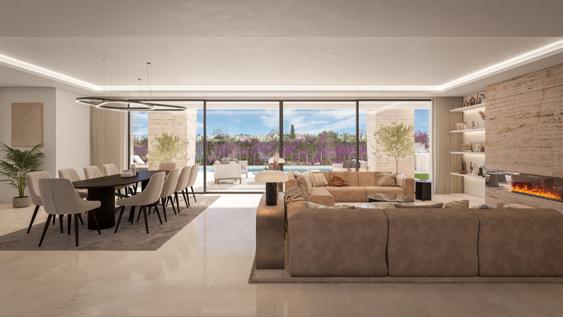 Villa de cinco dormitorios con piscina privada y solárium en azotea en Estepona