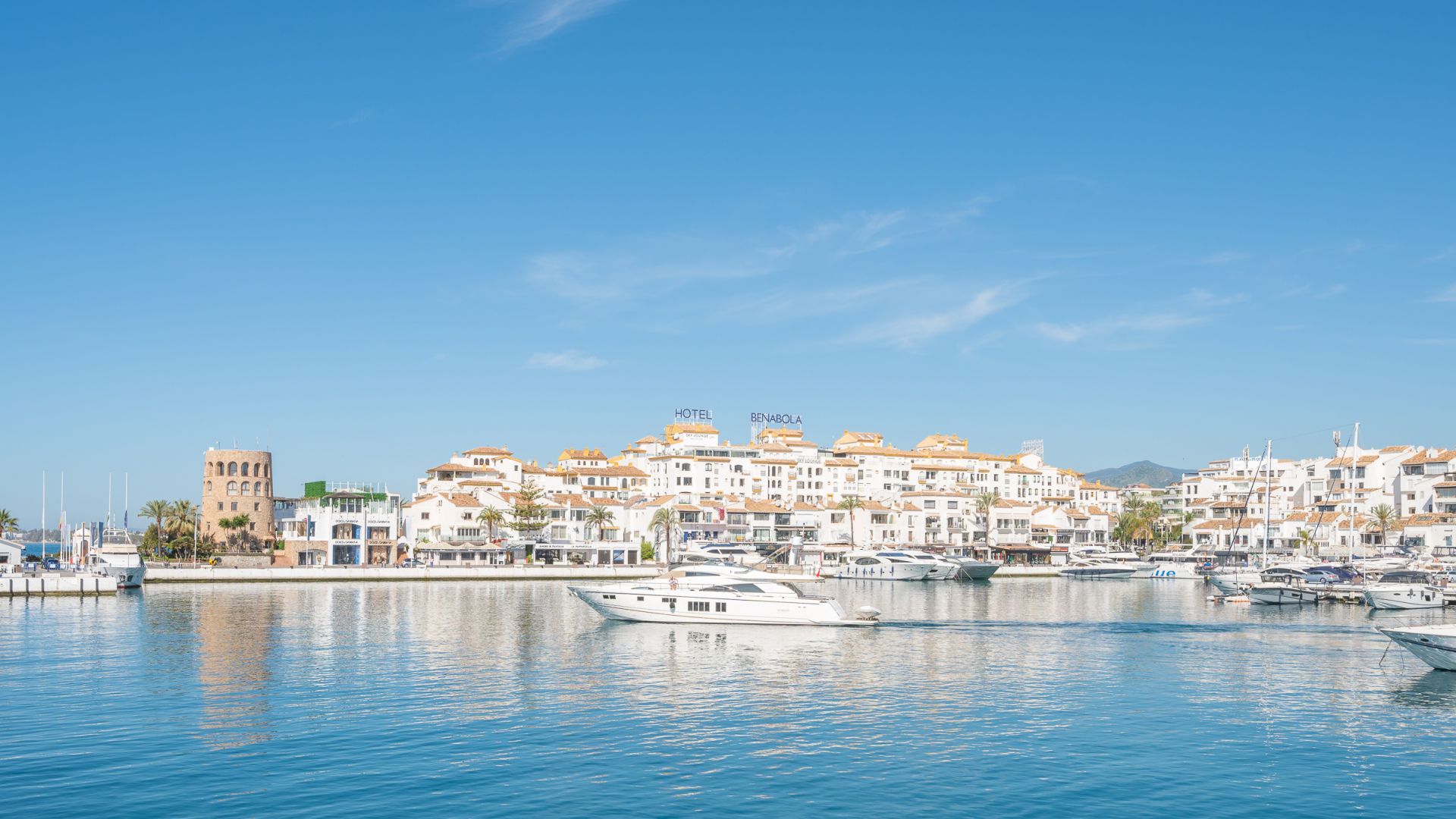 Puerto Jose Banus marina in Marbella, Spain, White expensiv…