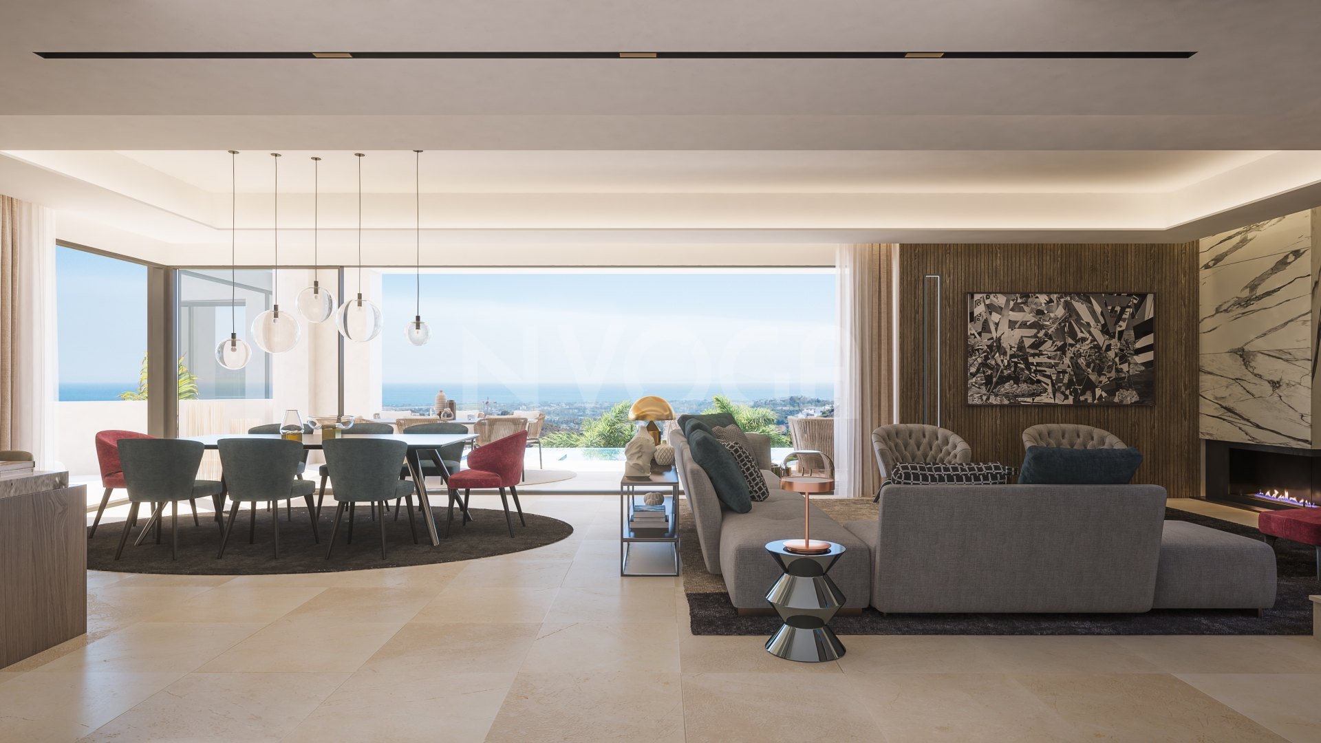 Villa de lujo de 4 dormitorios sobre plano con vistas panorámicas al mar y a la montaña
