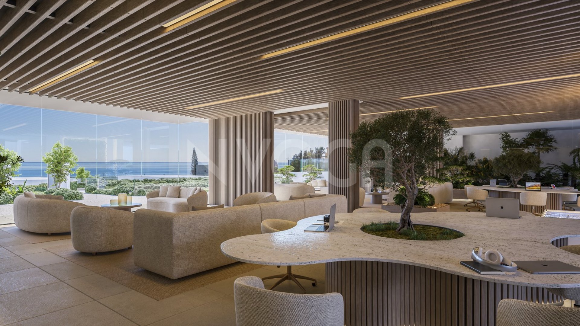 Exclusive 3 bedroom flat with frontal views to the Mediterranean Sea and 42m2 terrace in Manilva beach.
