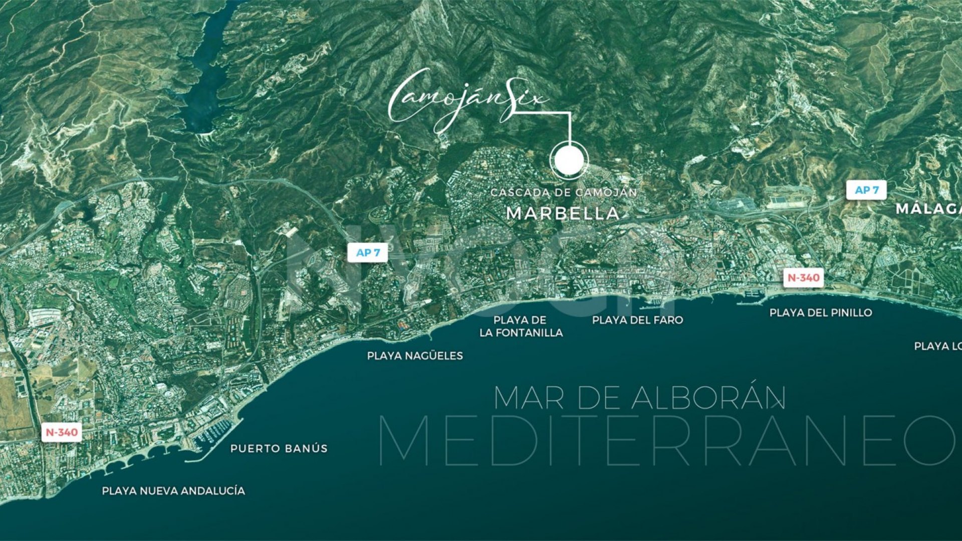 Una colección de cinco exclusivas villas de lujo con vistas panorámicas en la Milla de Oro de Marbella · Cascada de Camojan · Sierra Blanca
