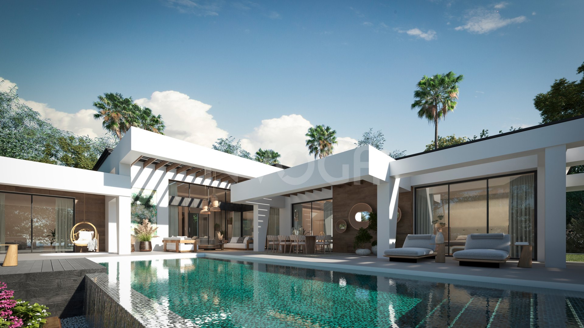 ¡EN CONSTRUCCION! Elegante villa sobre plano y con elegante estilo contemporáneo en Nueva Andalucia, Marbella