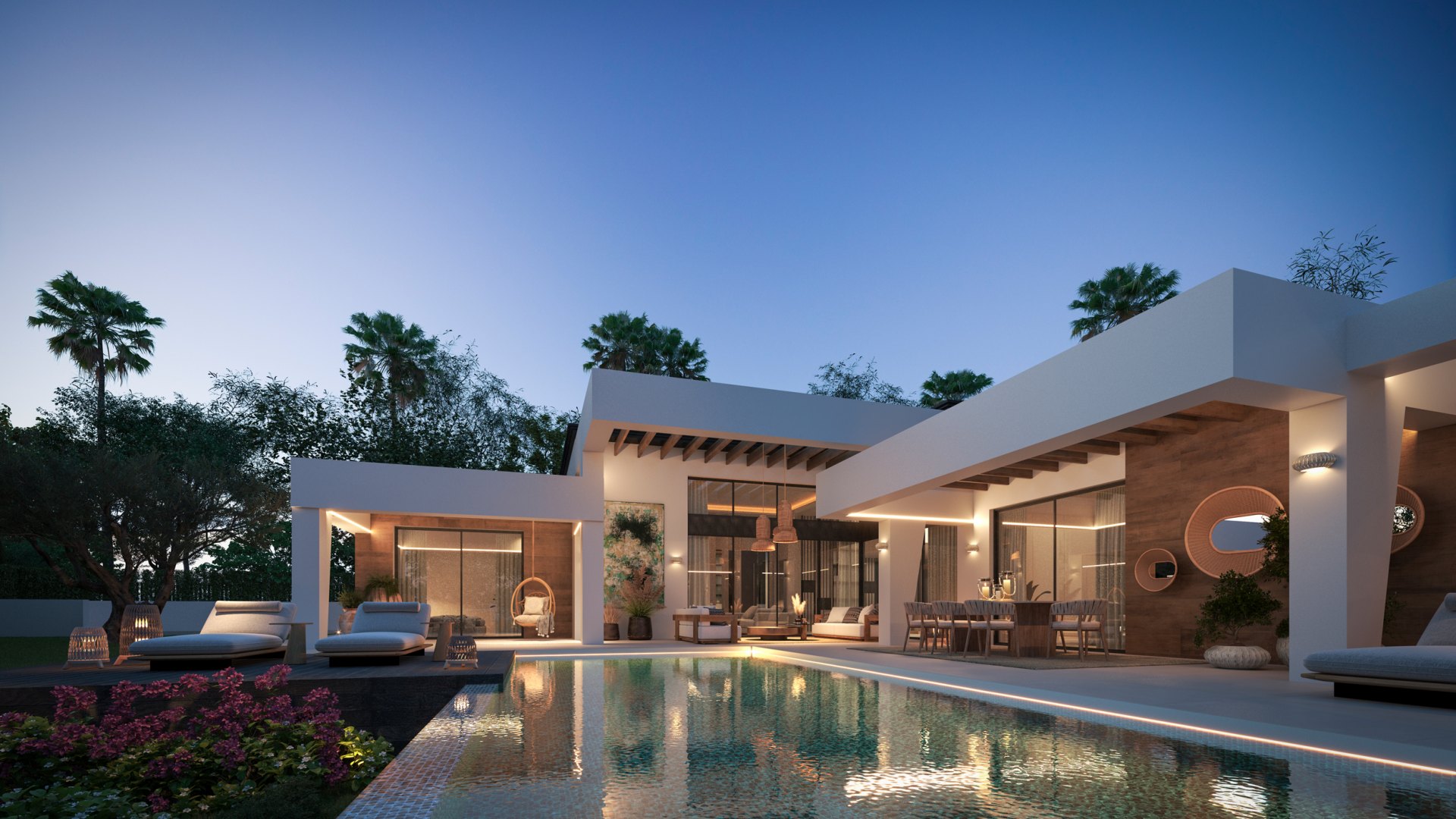 Elegante villa sobre plano y con elegante estilo contemporáneo en Nueva Andalucia, Marbella