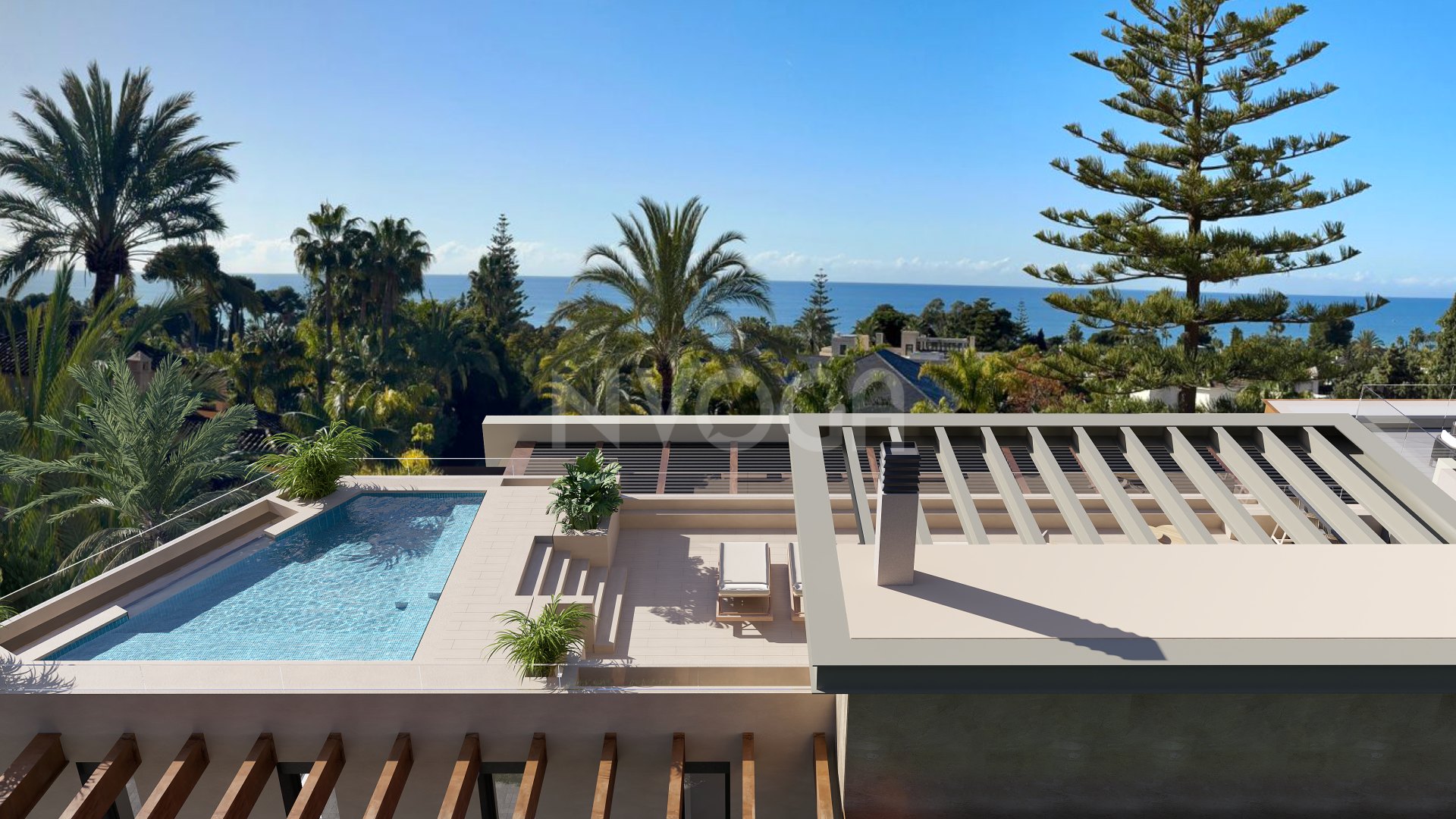 Contemporary villa with sea views, next to the beach in Los Monteros, Marbella, delivery summer 2026, fully furnished